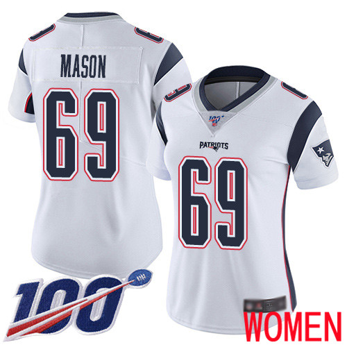 New England Patriots Football 69 Vapor Untouchable 100th Season Limited White Women Shaq Mason Road NFL Jersey